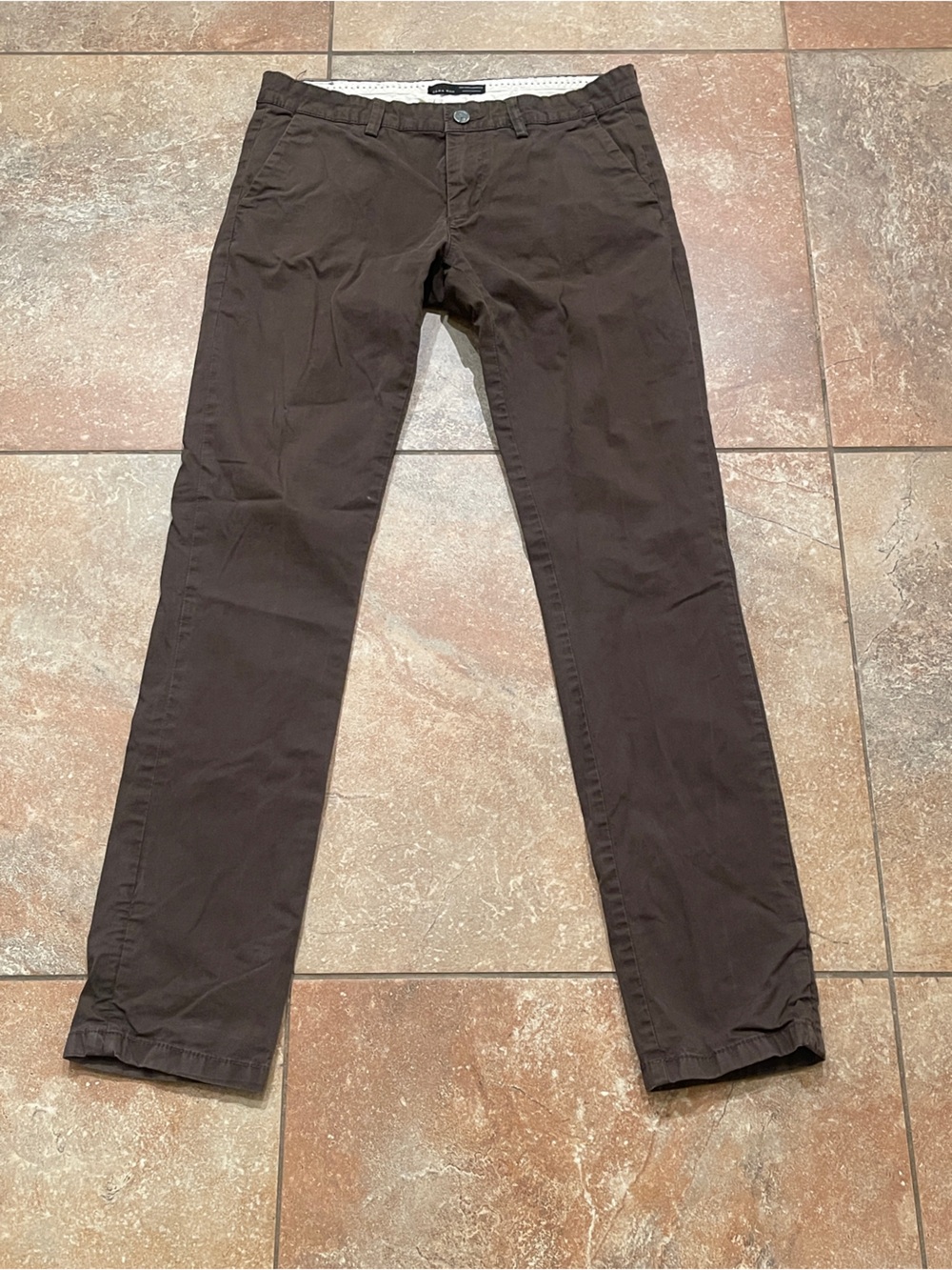 Zara Man Men's Dark Brown Slim Chinos